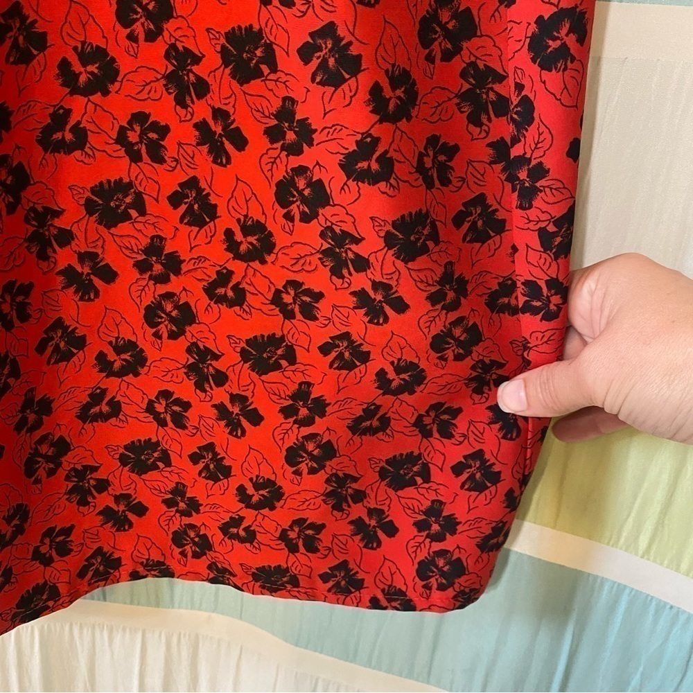 Vintage Hawaiian Print Muu Muu Dress Red and Black Sz XLarge - Picture 5 of 8